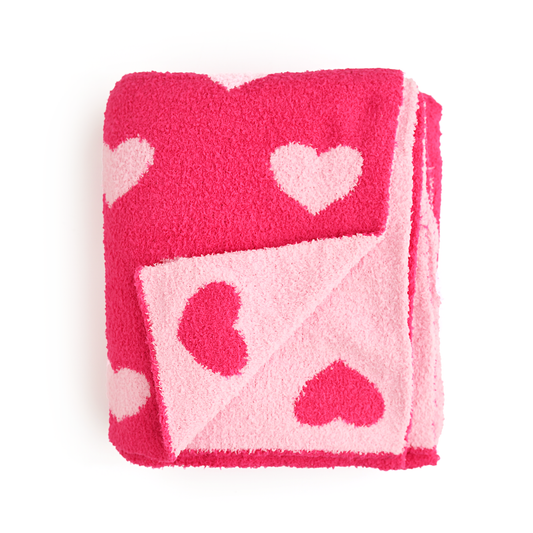 Pink Heart Plush Blanket Heart Super Soft Lap Pink