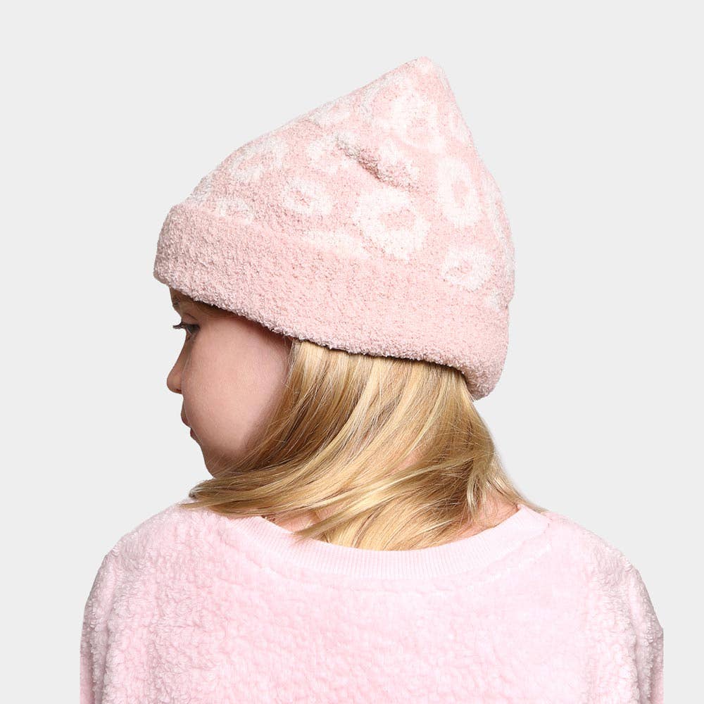 Leopard Patterned Kids Beanie Hat