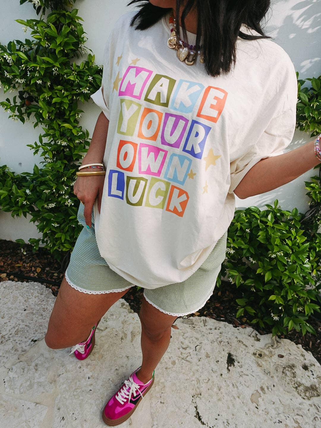 Make your own luck cut out graphic tee - ivory