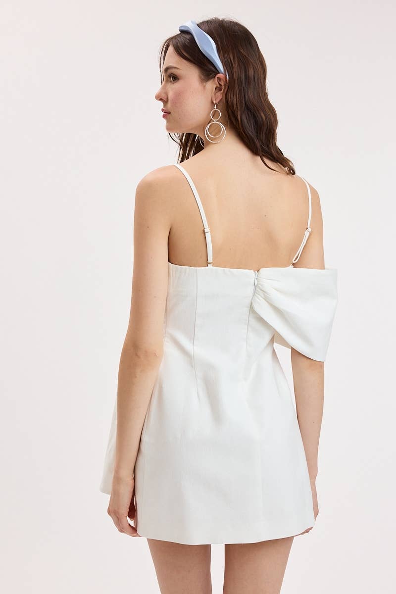 SOFT COLOR ONE-SIDE LOOP & DRAPE MINI DRESS