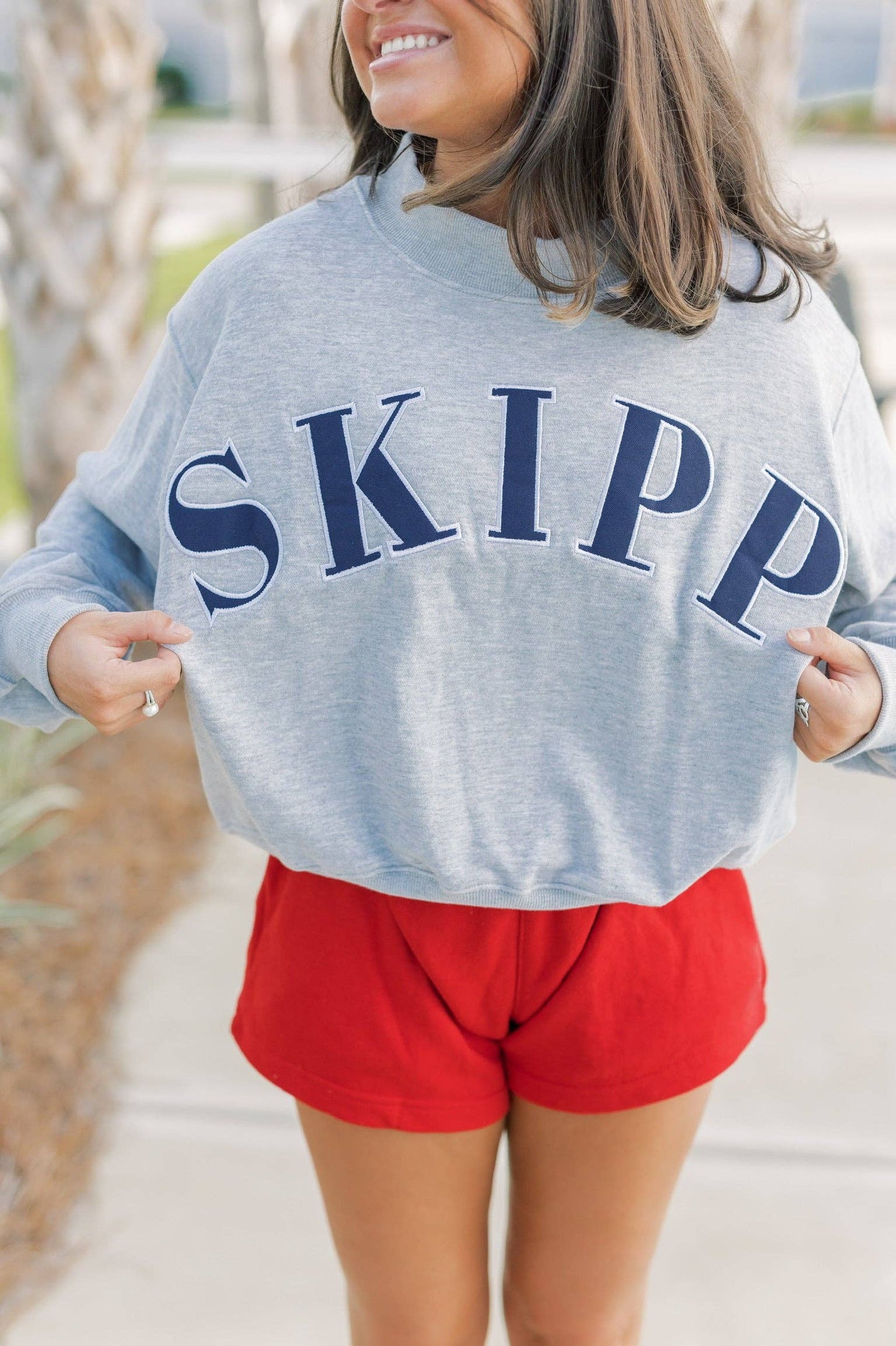 Classic MockNeck in Heather Grey + Navy