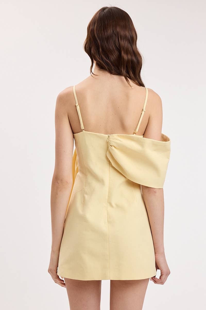 SOFT COLOR ONE-SIDE LOOP & DRAPE MINI DRESS