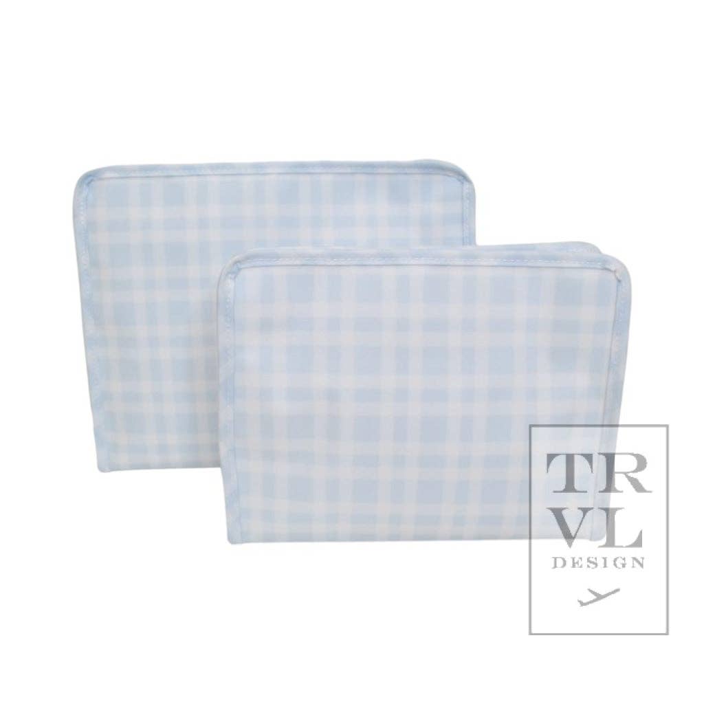 Roadie Medium - Pimlico Plaid Blue Zip Pouch