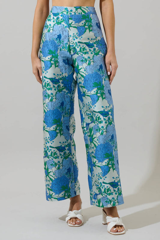 Willa Floral Bern Jacquard Wide Leg Pants