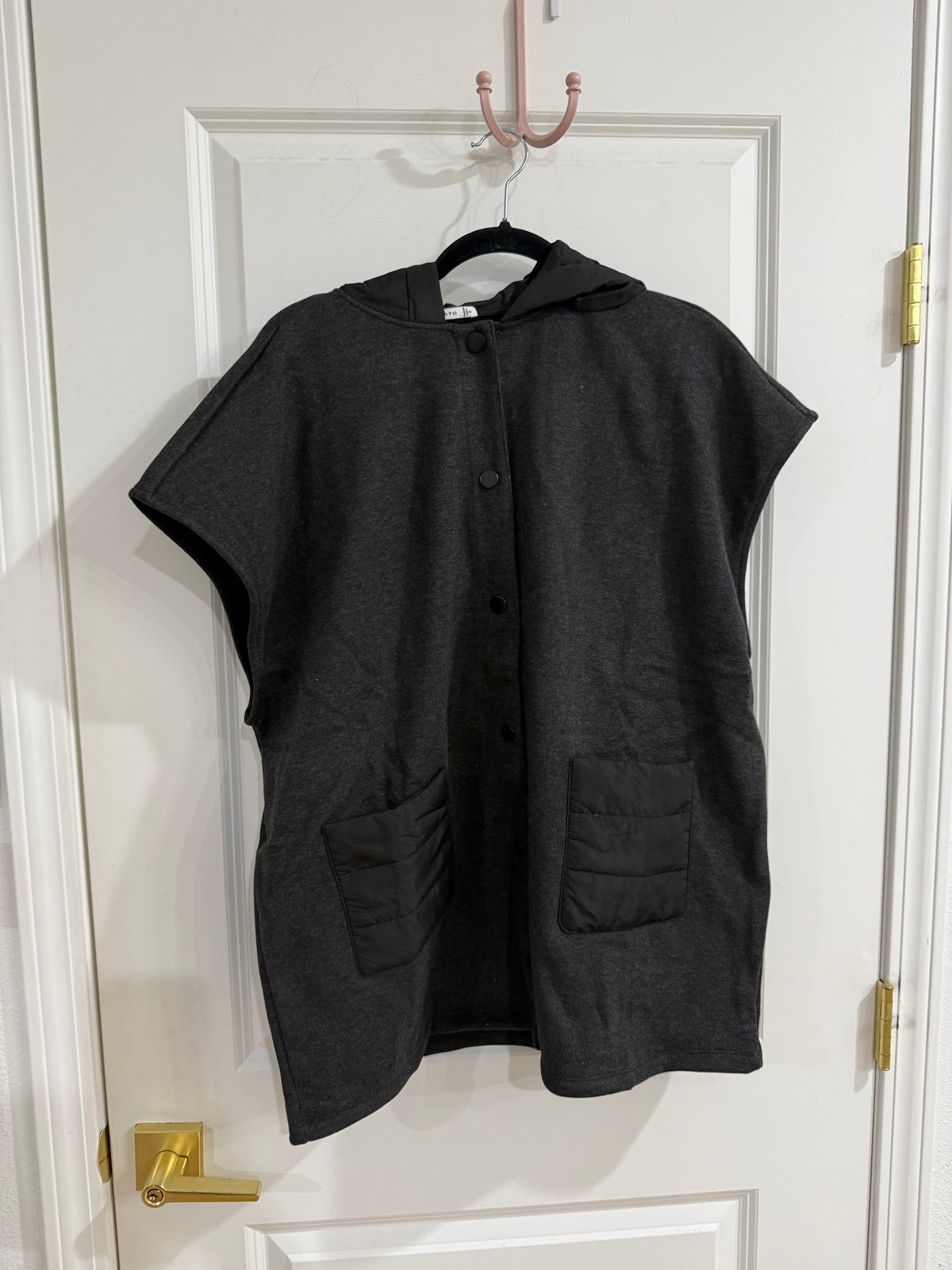 Gunmetal hood cape vest