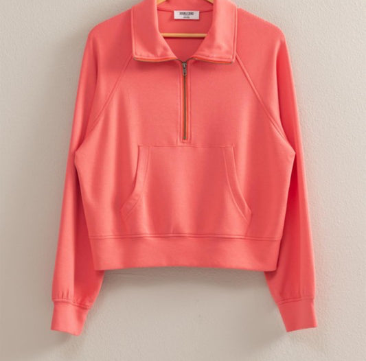 Coral Quarter Zip (restocked 12/19)
