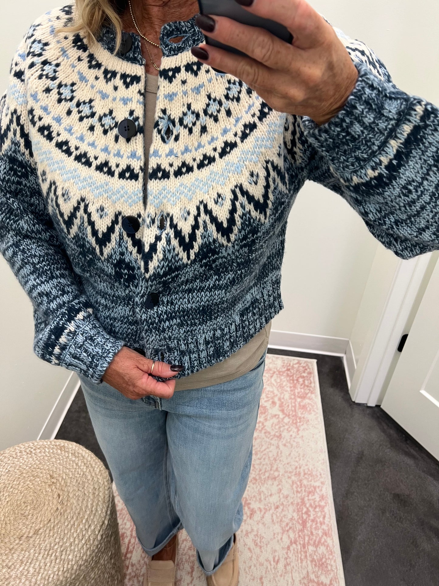 North Sea Fairisle Cardigan Blue Velvet Heather- ZSupply