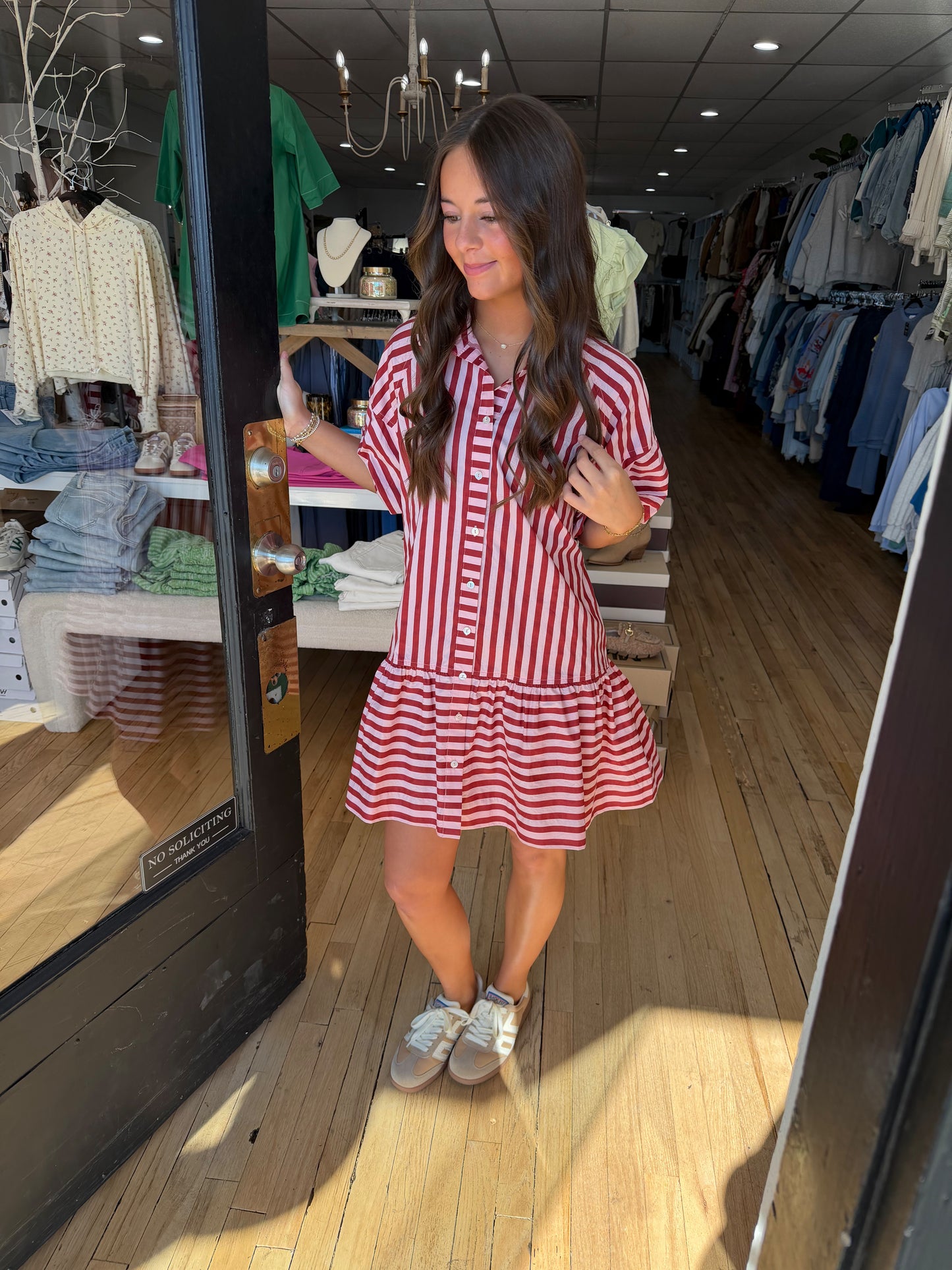 Pinch stripe mini dress