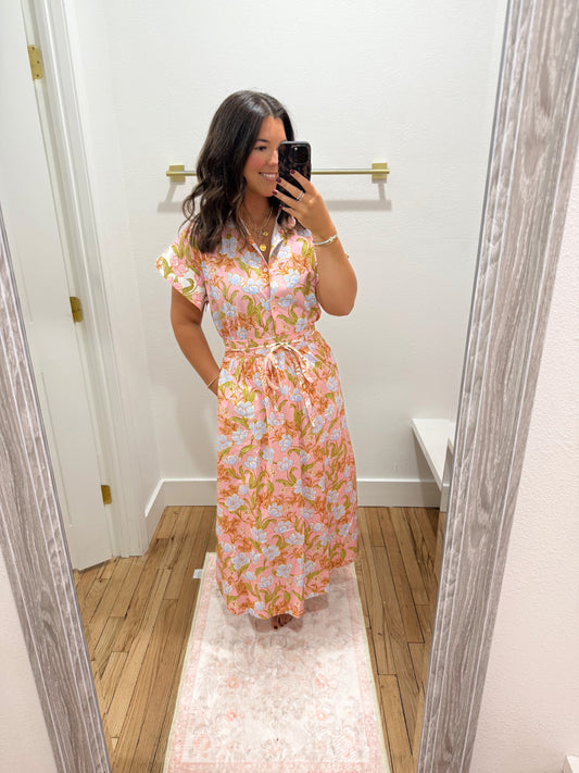 Multi floral Annie midi dress