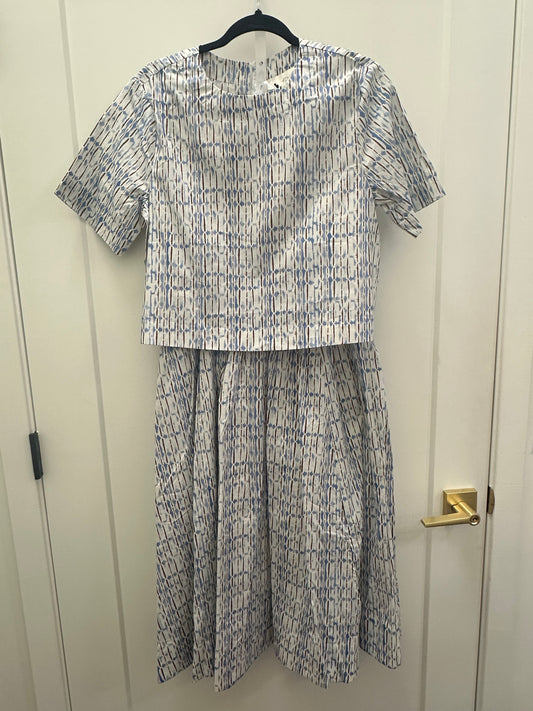 BLUE/BROWN SKIRT SET