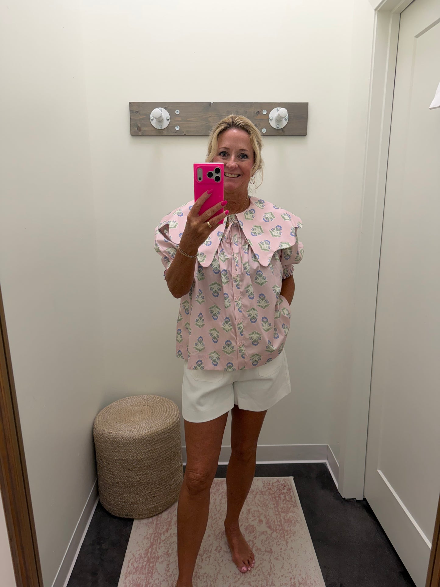 FRENCH FLORAL RUFFLE PUFF SLV TOP - Karlie