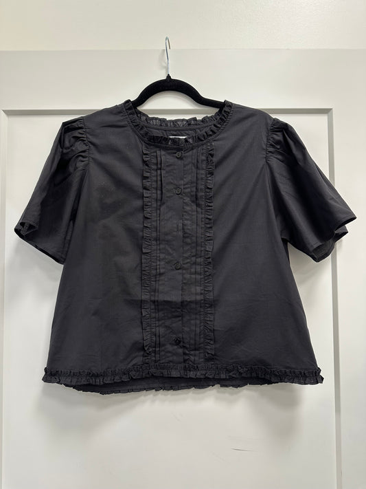 RUFFLED BLOUSE - black