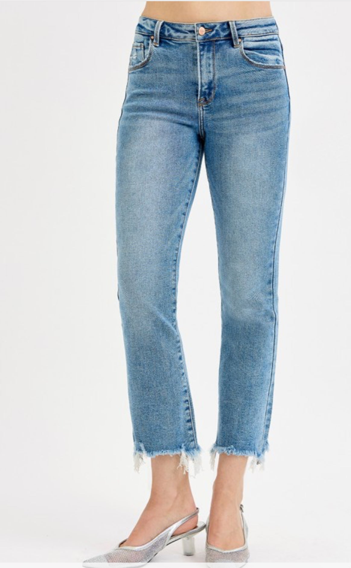 High Rise Crop Straight Slim