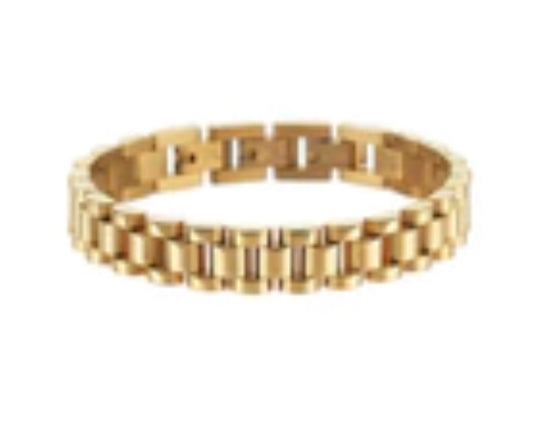 Grand gold watch band bracelet