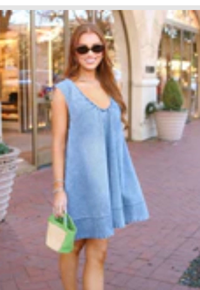 Denim Scoop SIv Less Dress - Karlie