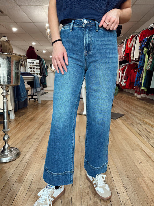 Medium Wash High Rise Crop Jean RISEN