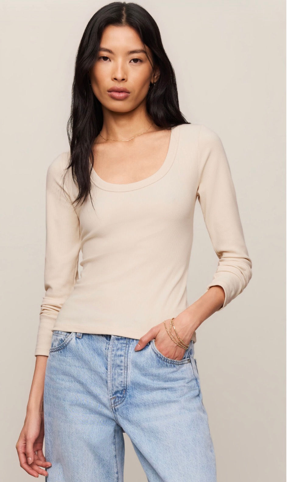 Greyson scoop L/S tee chalk  - Z Supply