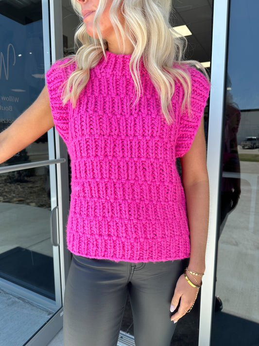 Chunky Fuchsia knit sweater vest