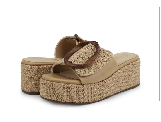 JANETTE TAN buckle wedge - Vintage Havana