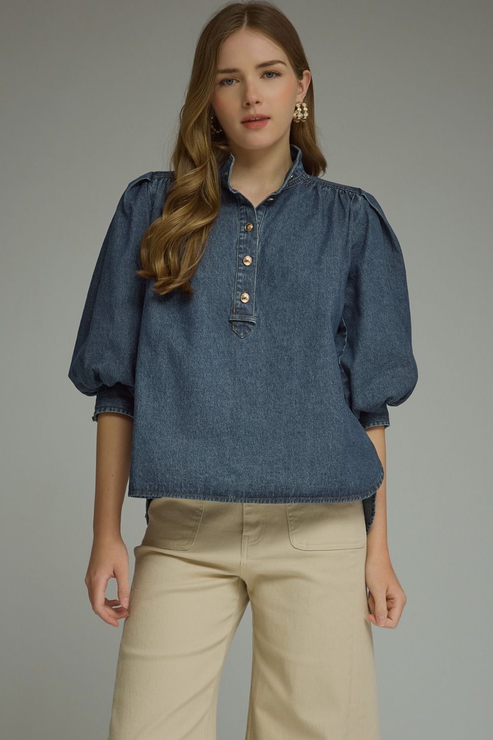 Evie denim top - dk denim