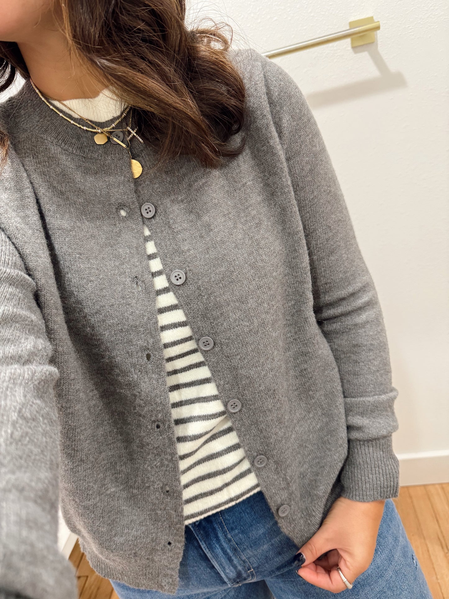 Grey striped sweater