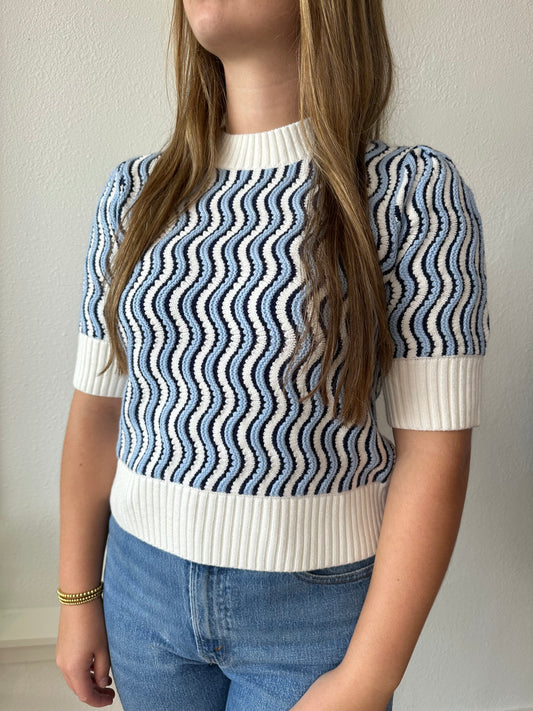 Wanda blue stitch top