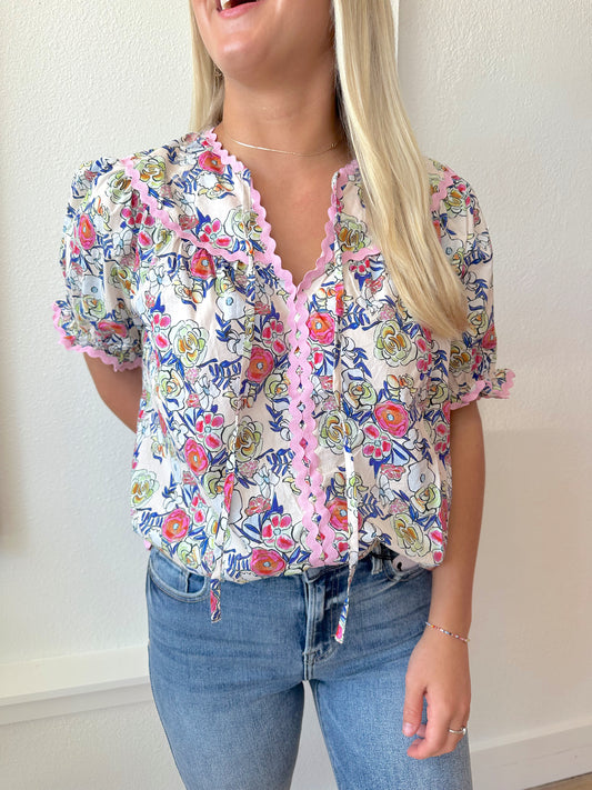 Ric Rac Floral Top *was $39 final sale