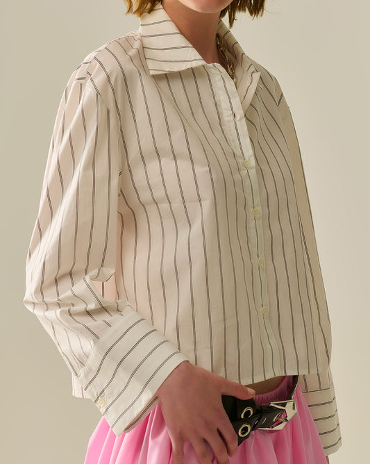 Cropped White stripe Poplin