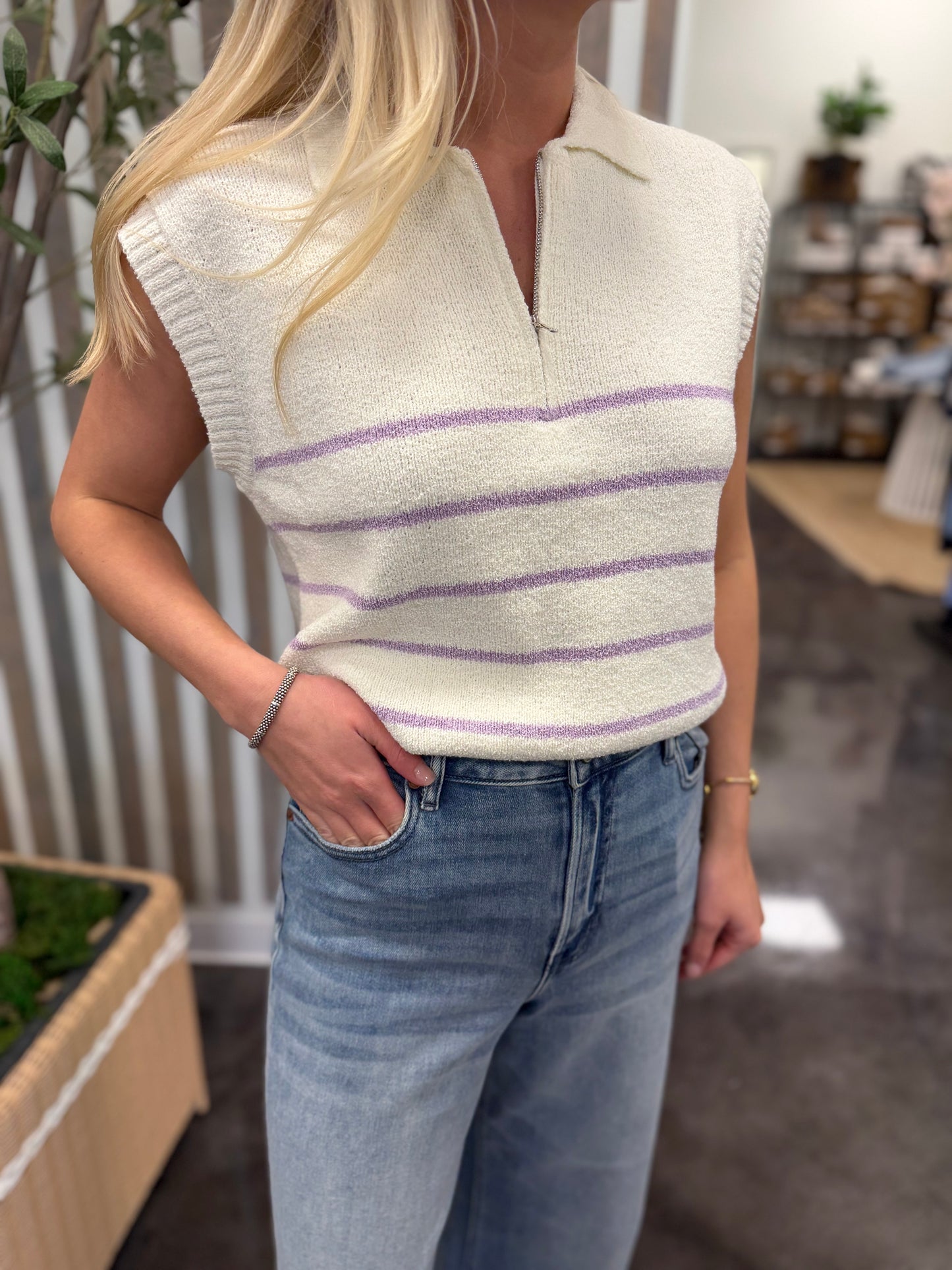 Lavender half zip Sweater