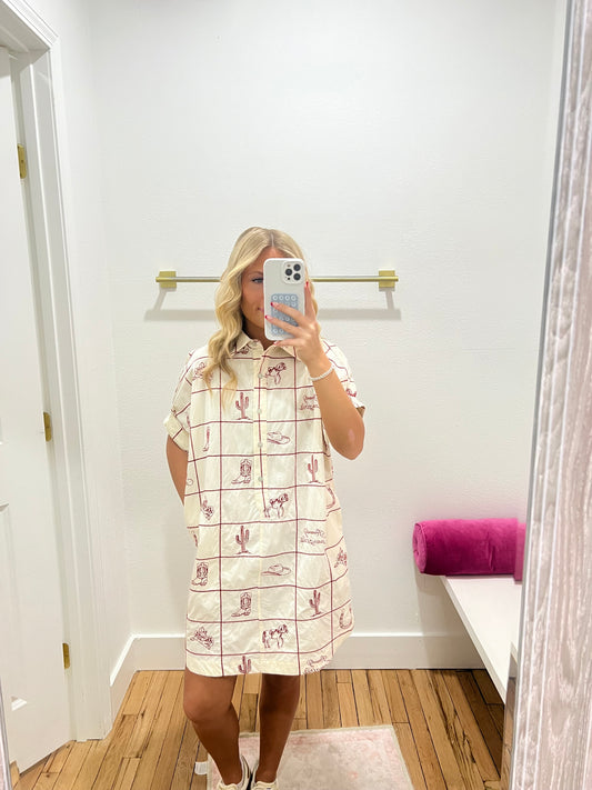 cherry wood western mini dress