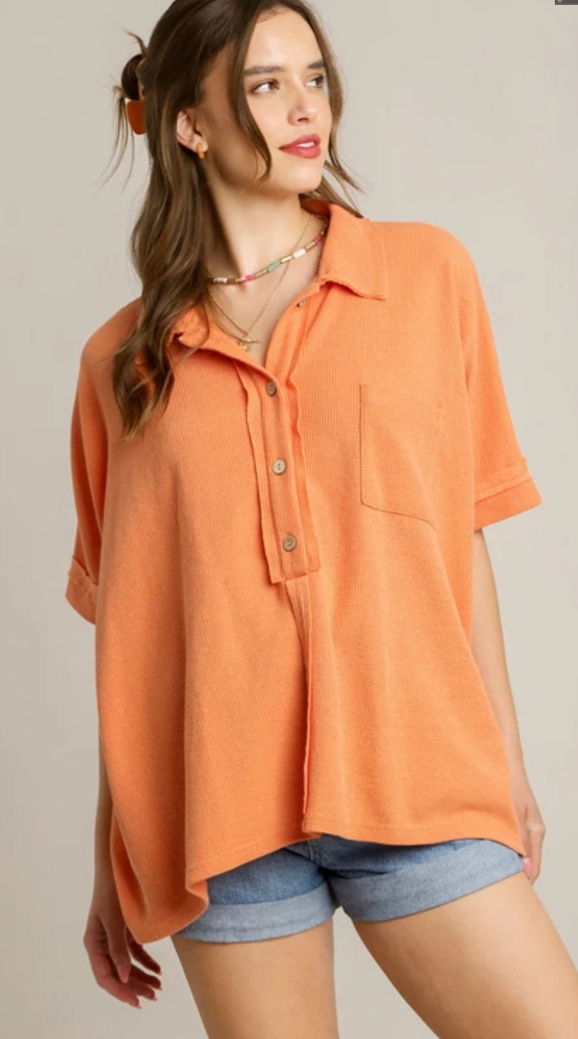 Waffle Knit Button Top (multiple colors)