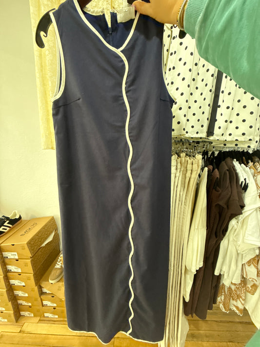 Wavery color contrast linen maxi dress
