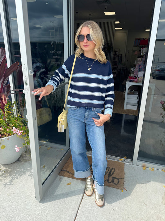 Pinch Me Stripped Sweater Top