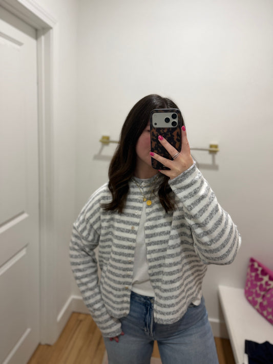 grey stripe piper cardigan