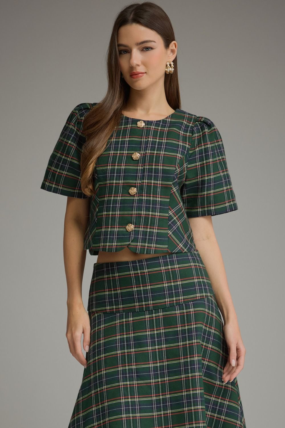 Pine Plaid Skirt Set