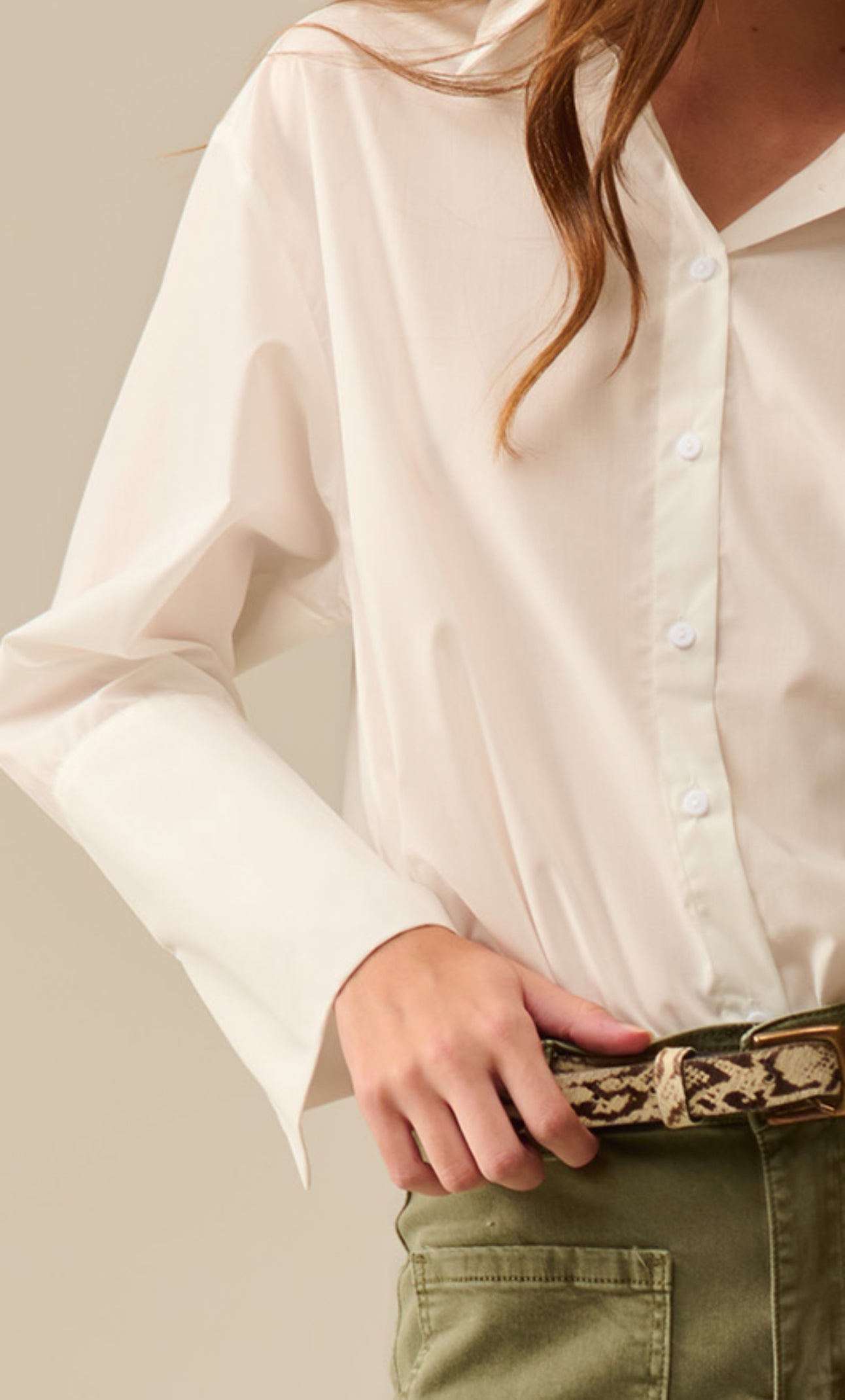 White Poplin extra wide cuff
