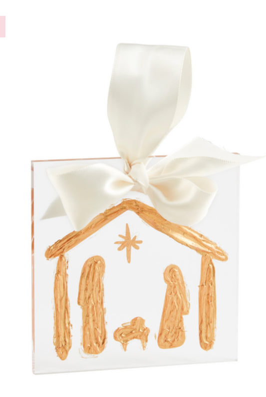 NATIVITY GOLD ACRYLIC ORNAMENT