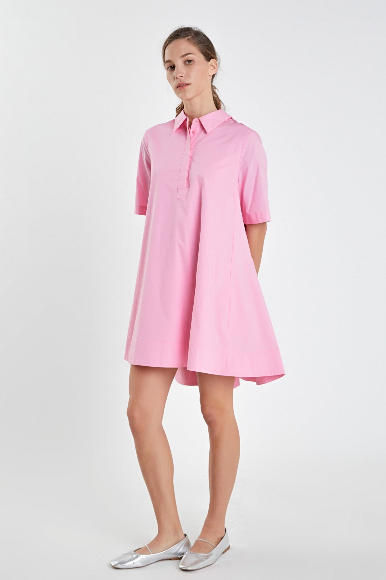 A-line short sleeve shirt dress