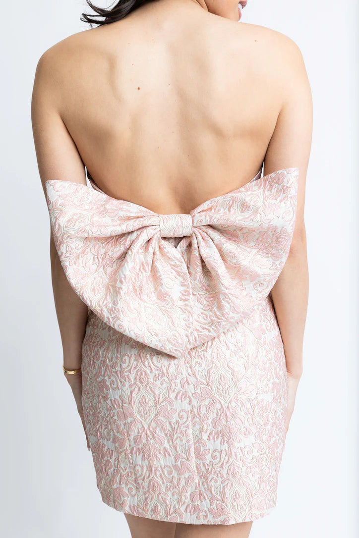 Karlie jacquard Bustier Bow Back Dress