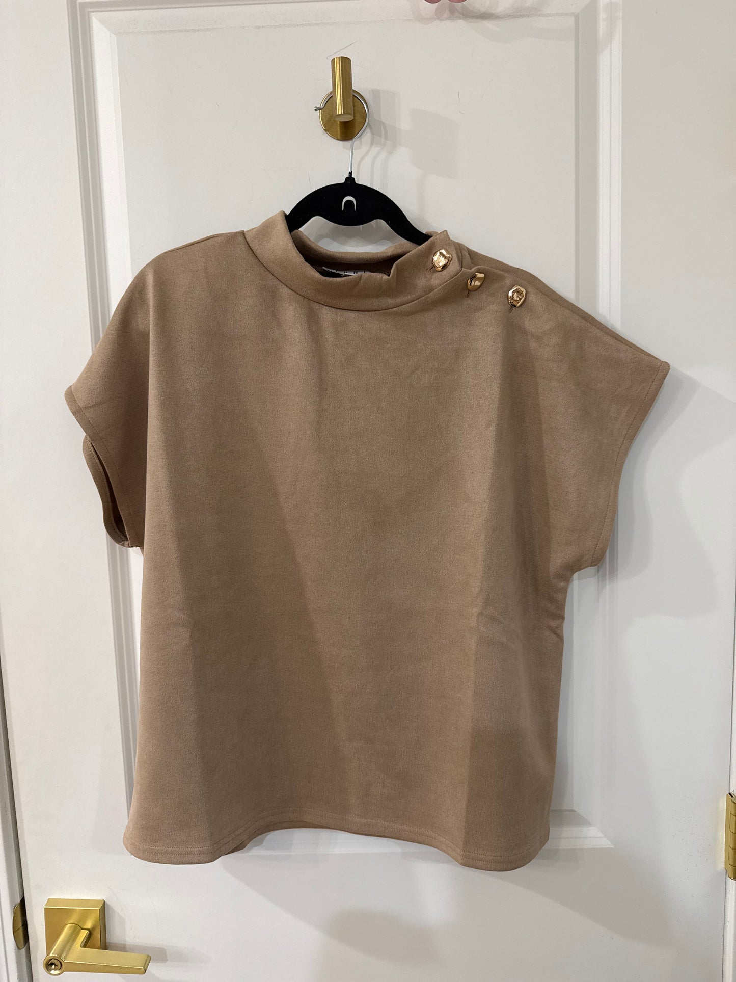 suede gold detail top