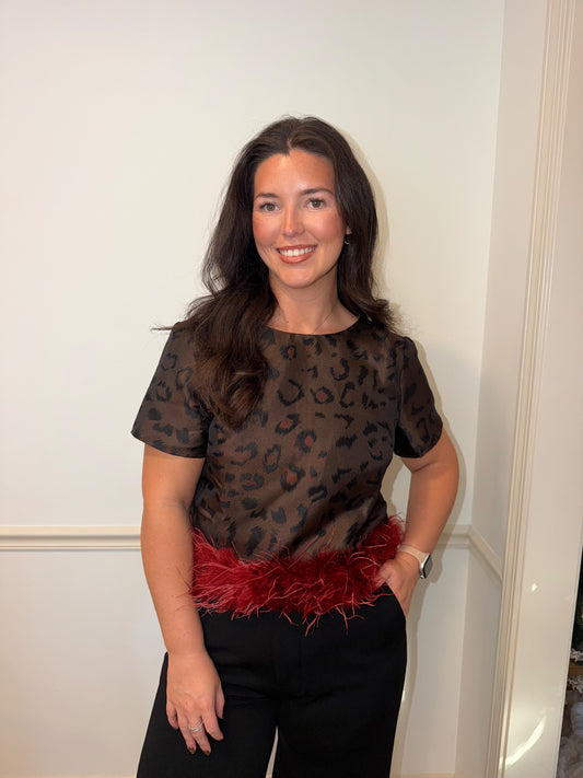 Chaney leopard top w/fur