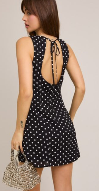 Sleeveless mini polka dot dress