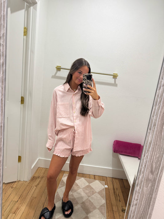 Stripe Ruffle Short Set