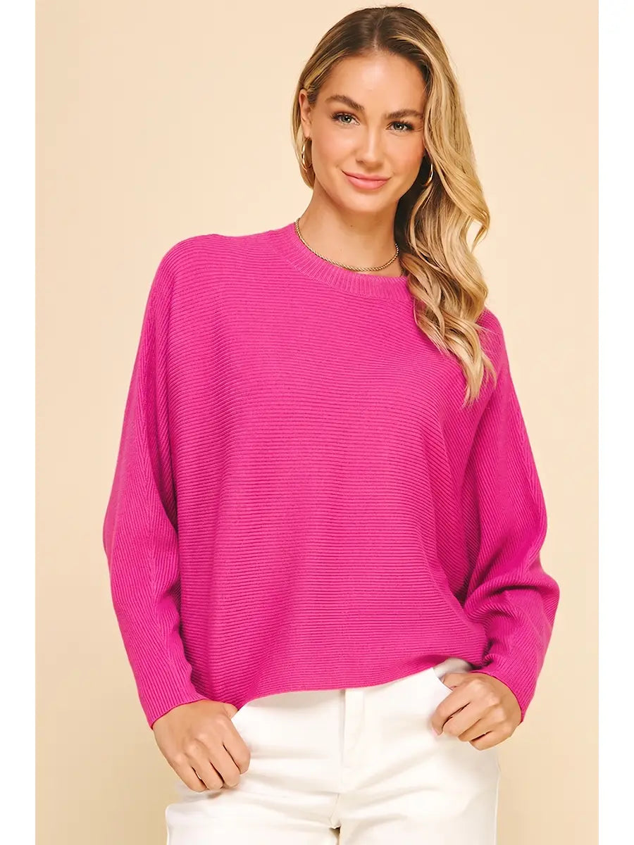 Dolman sleeve sweater top (4 colors)