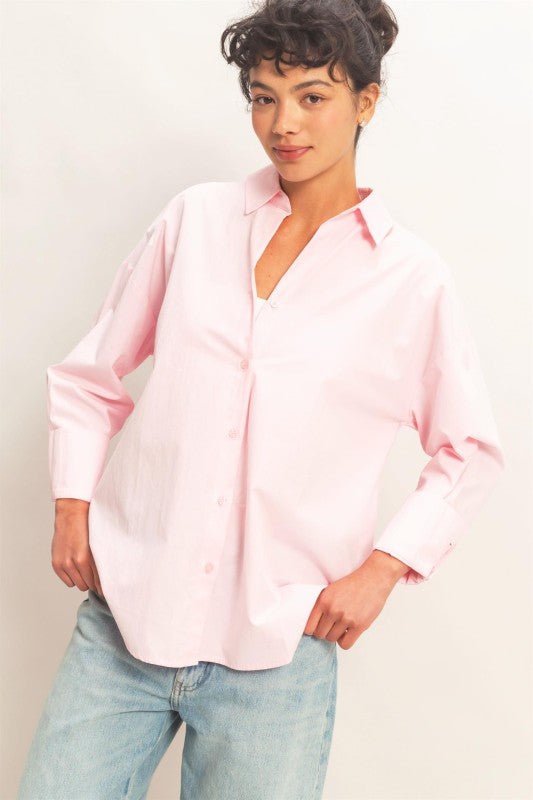 soft pink button down