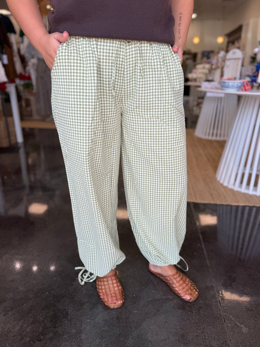 Gingham drawstring pants 2 colors