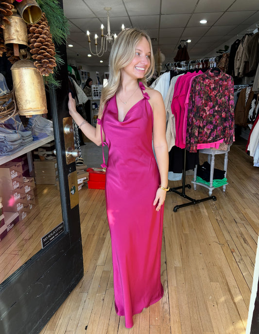 Floral trim Cowl Neck Maxi