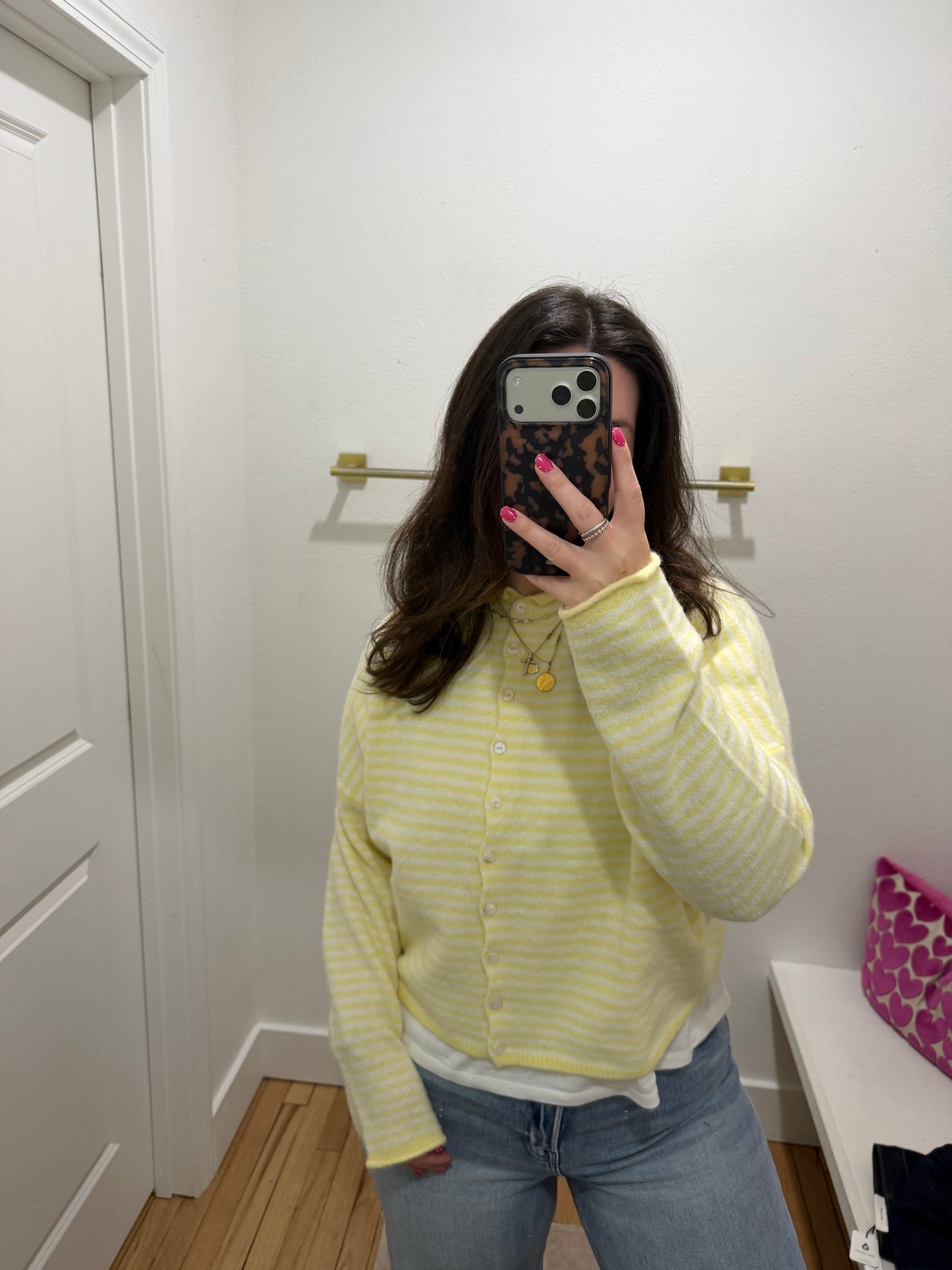 butter yellow stripe piper cardigan