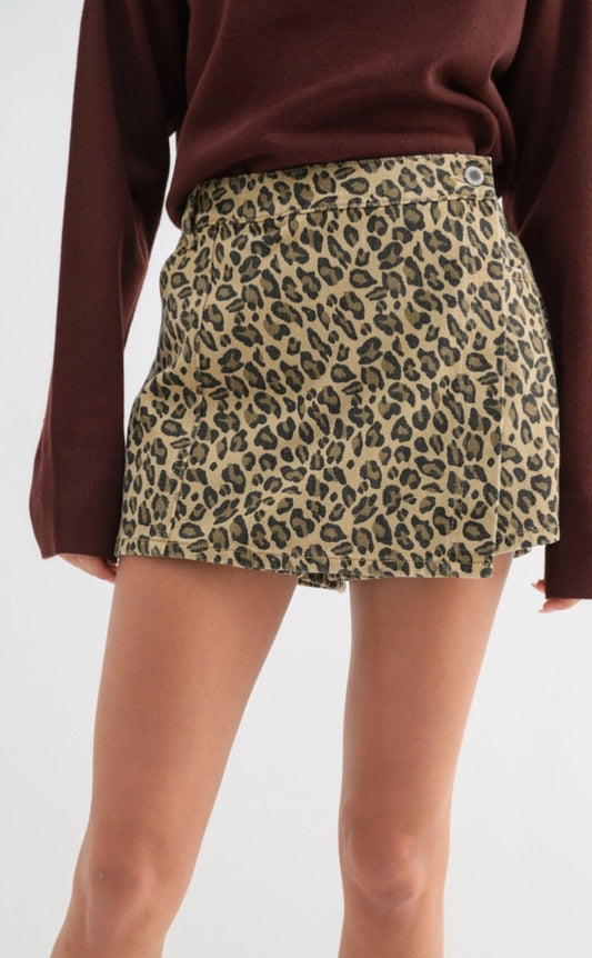 Leopard Front Wrap Skort