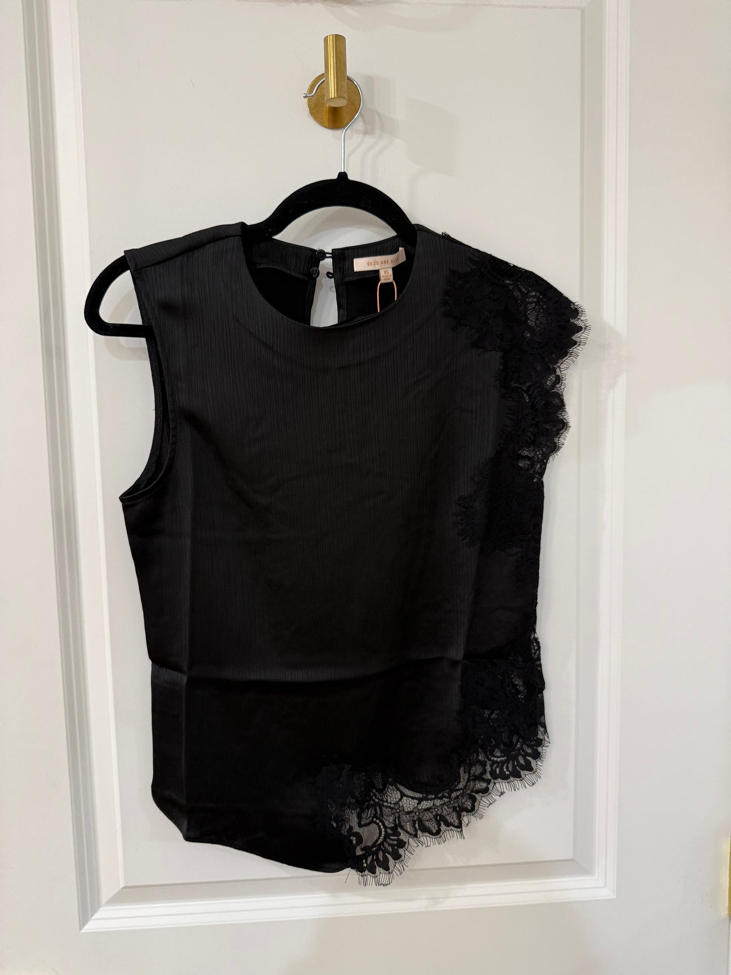 MIXED LACE BLOUSE - black